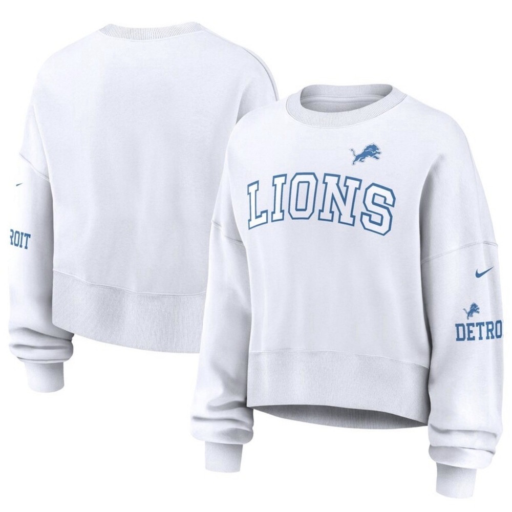 Women's Nike White Detroit Lions NFL Oversized Pullover Sweatshirt Size XL NEW*